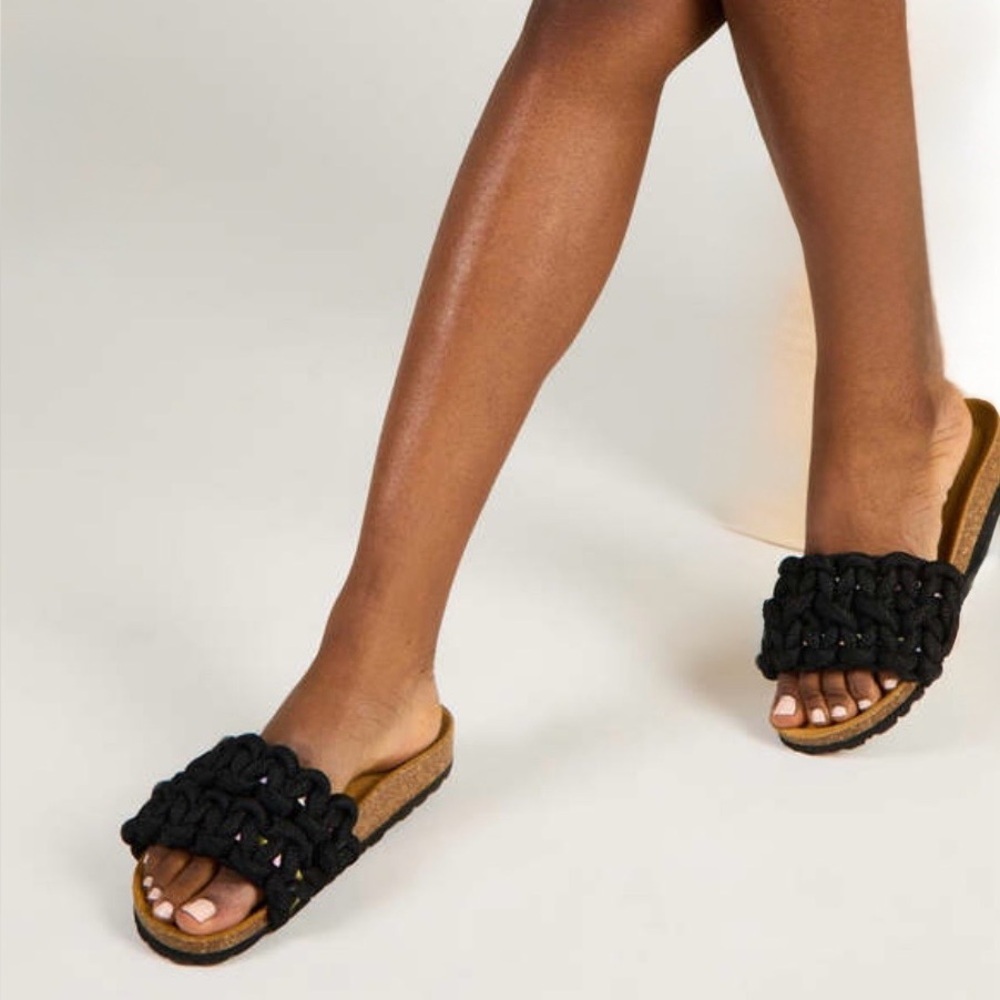 INTENTIONALLY BLANK Black Braided Sandals Sz 38